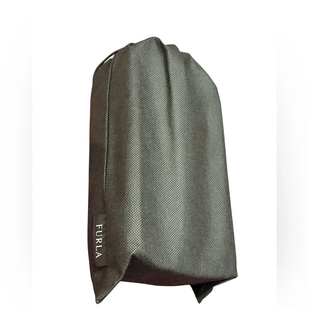 New Furla blue geometric cosmetic pouch with dust bag